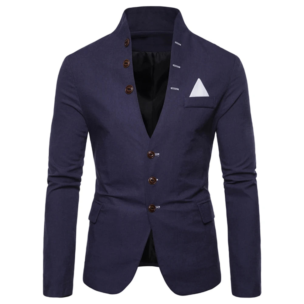 Men Sl-im Fits Social Blazer Spring Autumn Fashion Solid Wedding Dress Jacket Men Casual Business Male Suit Jacket Blazer Gentle