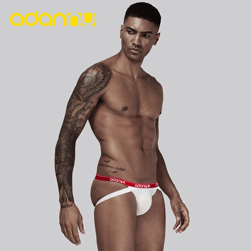 5PCS/LOT ADANNU New Men Undewear Sexy Gay Jockstrap Cotton Men Thong Breathable Double T U Pouch Comfortable Underpants AD43