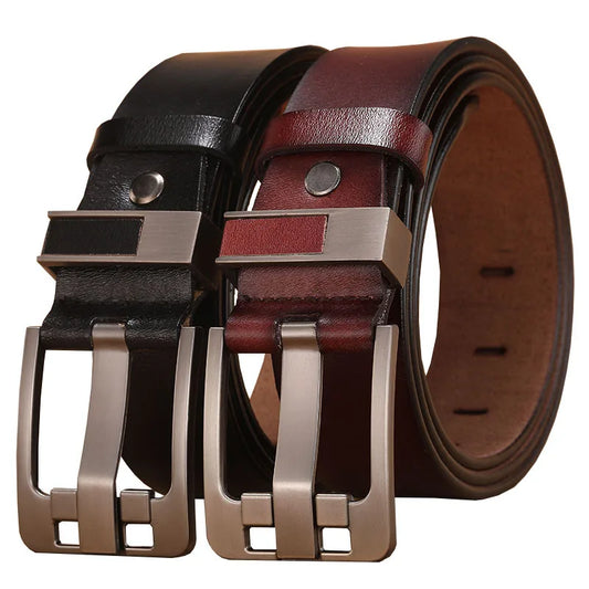 2023 Letter Pin Buckle Cow Genuine Leather Mens Belt for Men Male Vintage Jeans Cowskin Belts 100 110 120 130 140 150cm Belts