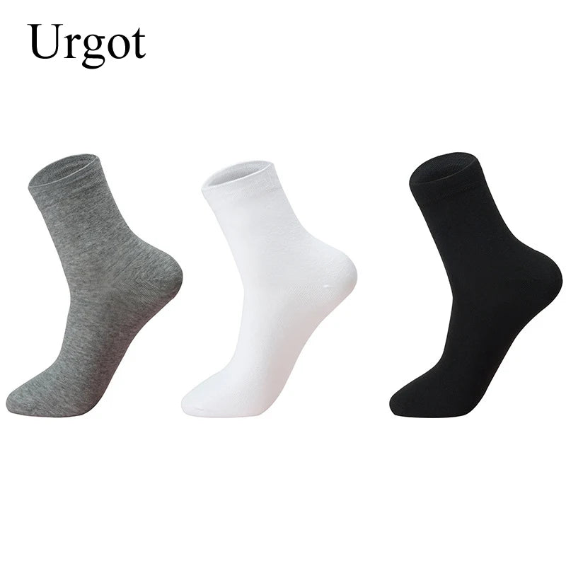 Urgot 10 Pairs High Quality Comb Cotton Men Dress Socks Plus Size Black Long Business Classic Solid Color Socks 46 47 48 49 50