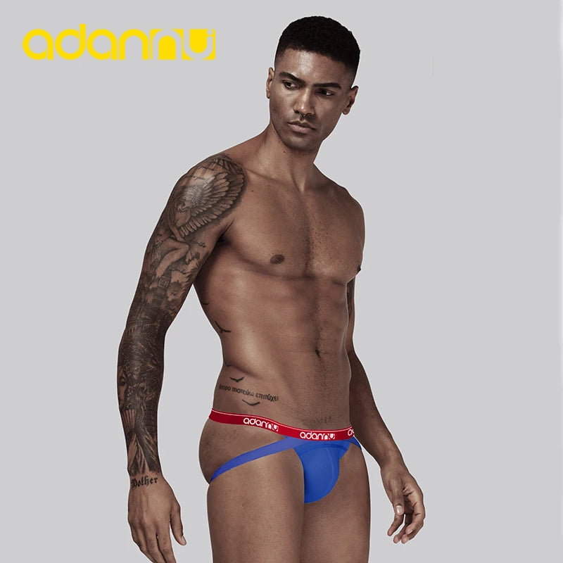 5PCS/LOT ADANNU New Men Undewear Sexy Gay Jockstrap Cotton Men Thong Breathable Double T U Pouch Comfortable Underpants AD43