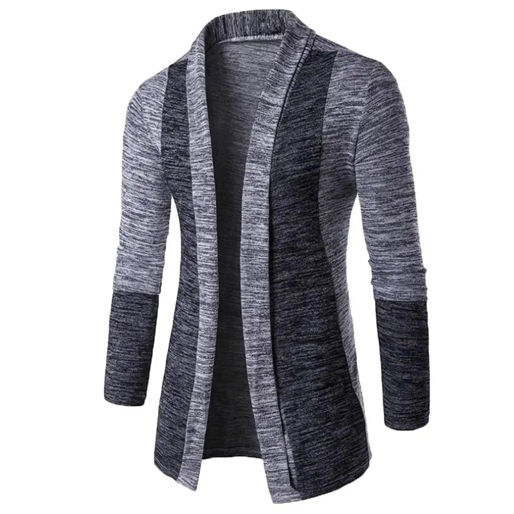 New Retro Men's Sweater Men's Cardigan Stitching Contrast Color Long-sleeved Slim-fit Sweater Jacket Jaqueta Masculina Inverno