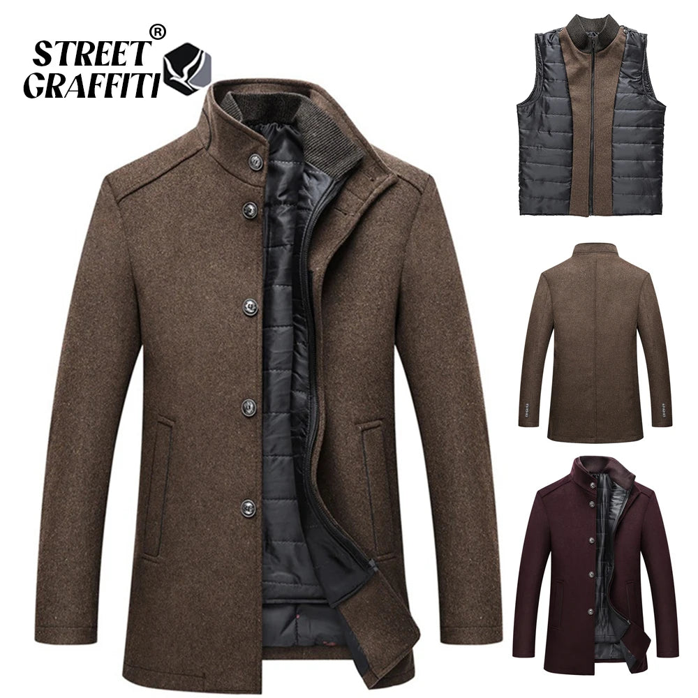 STG 2024 Men Brand Winter Warm Jacket Parkas Coat Men Fashion Autumn Clothing Windproof Woolen Slim Adjustable Vest Parkas Male