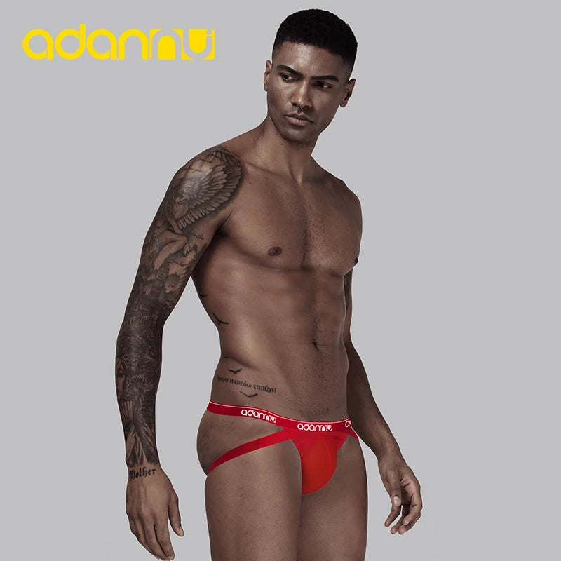 5PCS/LOT ADANNU New Men Undewear Sexy Gay Jockstrap Cotton Men Thong Breathable Double T U Pouch Comfortable Underpants AD43