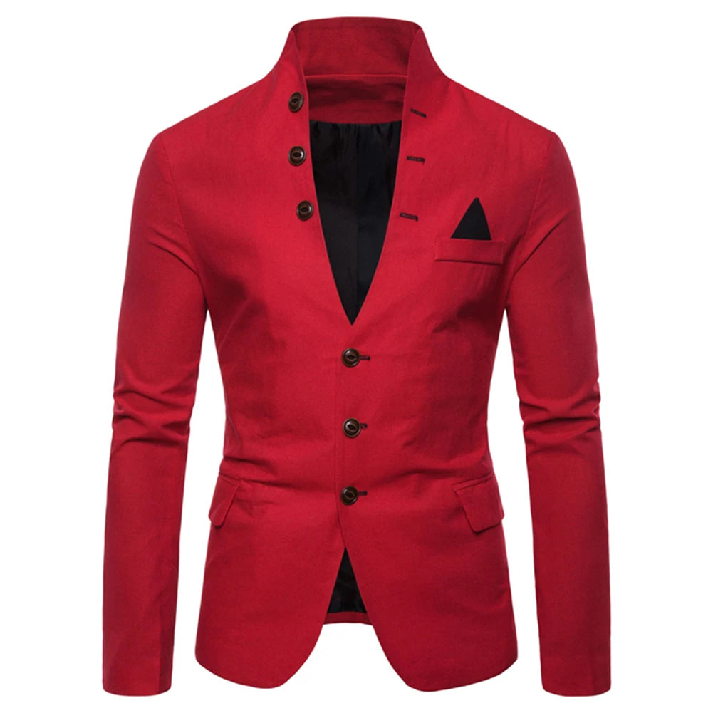 Men Sl-im Fits Social Blazer Spring Autumn Fashion Solid Wedding Dress Jacket Men Casual Business Male Suit Jacket Blazer Gentle