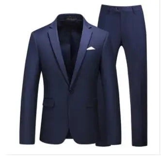 Royal Blue Suit 2 Piece Sets for Men's Wedding Party Formal Dress Blazer Coat and Pants Plus Size S-6XL Black White Yellow Gray