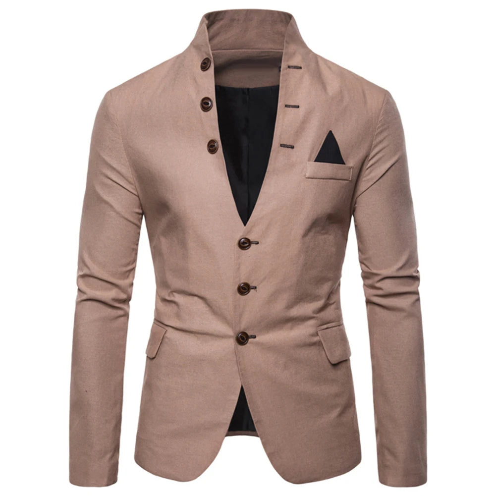 Men Sl-im Fits Social Blazer Spring Autumn Fashion Solid Wedding Dress Jacket Men Casual Business Male Suit Jacket Blazer Gentle