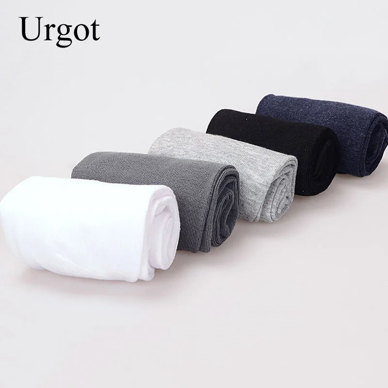 Urgot 10 Pairs High Quality Comb Cotton Men Dress Socks Plus Size Black Long Business Classic Solid Color Socks 46 47 48 49 50