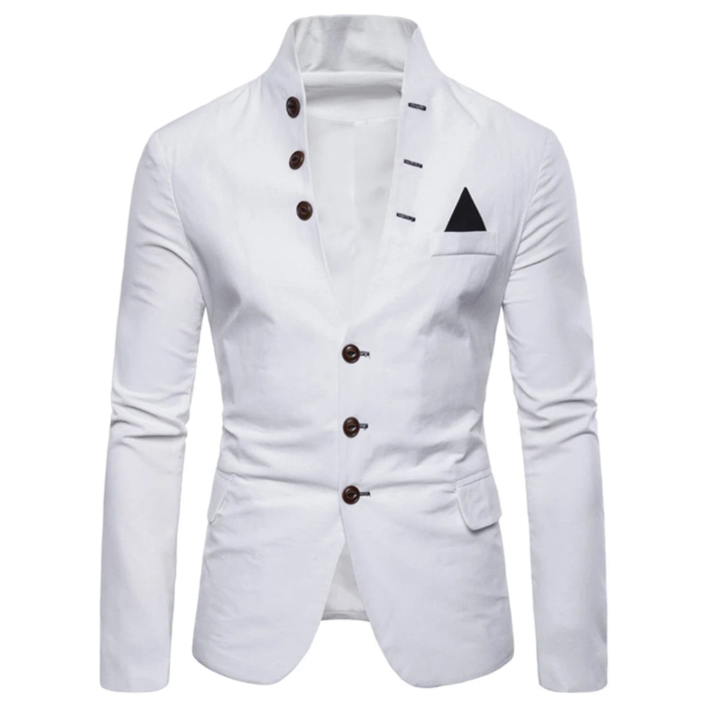 Men Sl-im Fits Social Blazer Spring Autumn Fashion Solid Wedding Dress Jacket Men Casual Business Male Suit Jacket Blazer Gentle