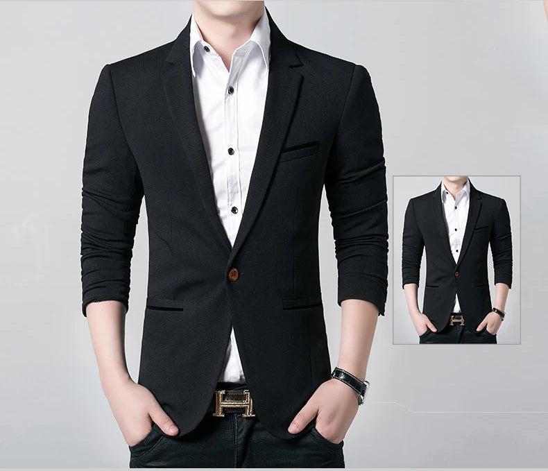 Classic Men's Blazers Autumn Spring Fashion Slim Suit Jacket Korean Men Blazer Masculino Clothing Vetement Homme M~5XL AF1415