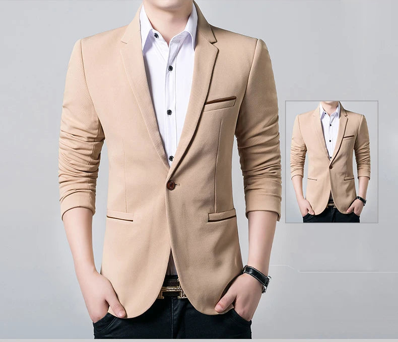 Classic Men's Blazers Autumn Spring Fashion Slim Suit Jacket Korean Men Blazer Masculino Clothing Vetement Homme M~5XL AF1415