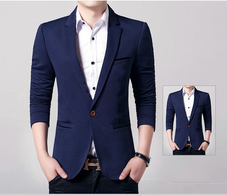 Classic Men's Blazers Autumn Spring Fashion Slim Suit Jacket Korean Men Blazer Masculino Clothing Vetement Homme M~5XL AF1415