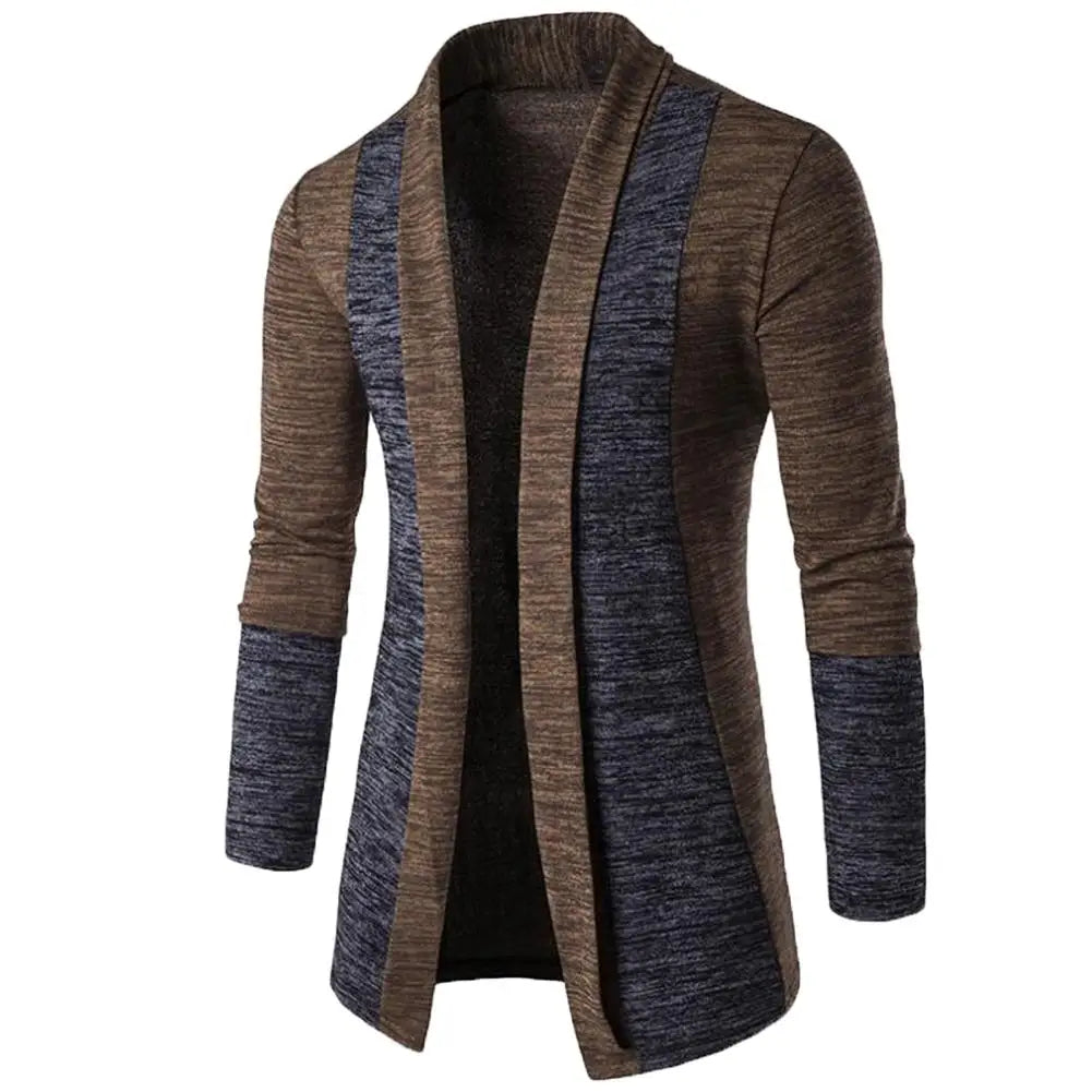 New Retro Men's Sweater Men's Cardigan Stitching Contrast Color Long-sleeved Slim-fit Sweater Jacket Jaqueta Masculina Inverno