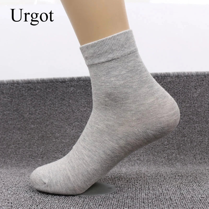 Urgot 10 Pairs High Quality Comb Cotton Men Dress Socks Plus Size Black Long Business Classic Solid Color Socks 46 47 48 49 50