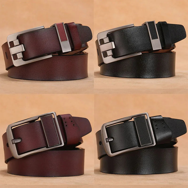 2023 Letter Pin Buckle Cow Genuine Leather Mens Belt for Men Male Vintage Jeans Cowskin Belts 100 110 120 130 140 150cm Belts