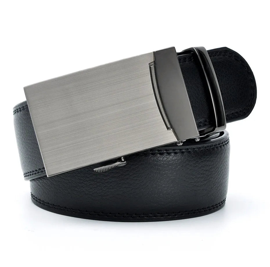 Automatic Buckle Genuine Leather Belt Men's Black Cow Leather Belts for Men Business Male Designer Automatic Buckle Wholesale