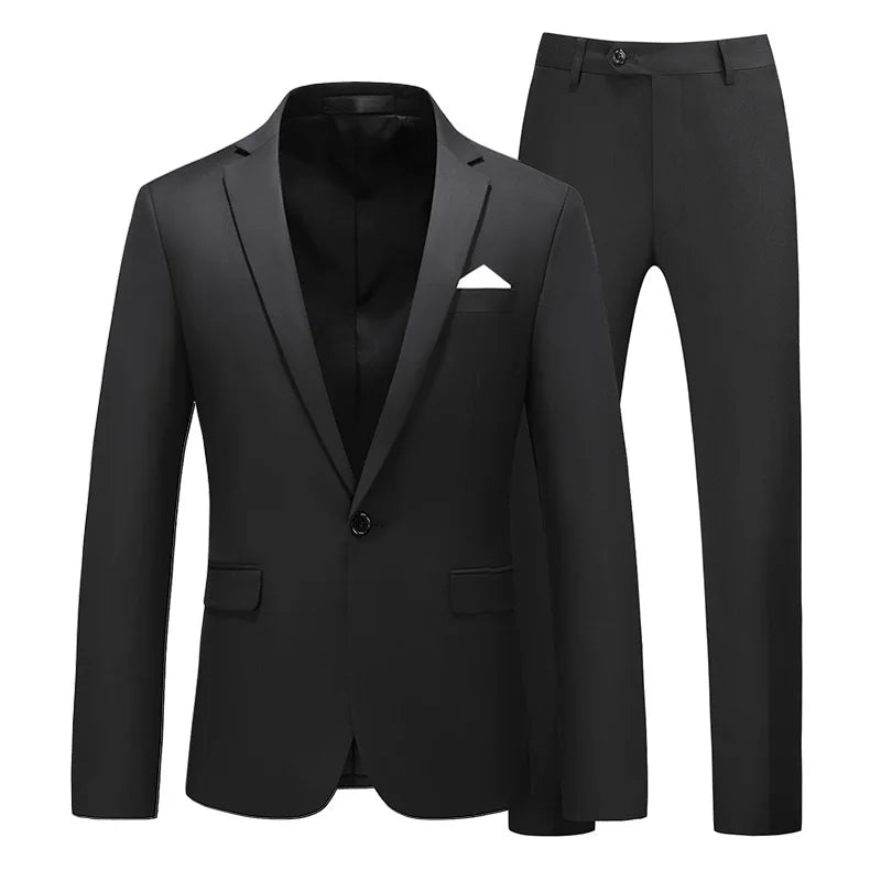 Royal Blue Suit 2 Piece Sets for Men's Wedding Party Formal Dress Blazer Coat and Pants Plus Size S-6XL Black White Yellow Gray