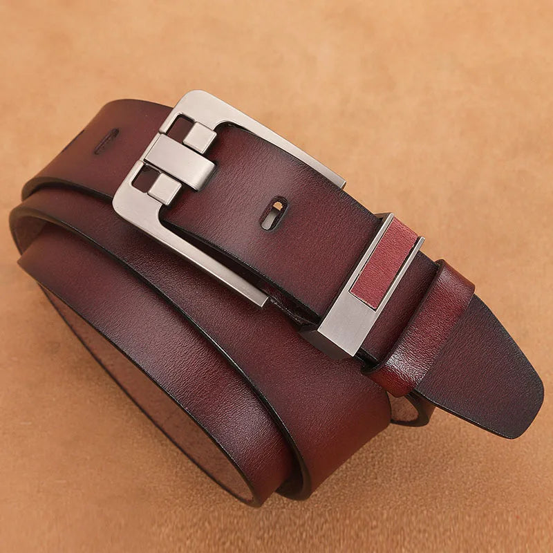 2023 Letter Pin Buckle Cow Genuine Leather Mens Belt for Men Male Vintage Jeans Cowskin Belts 100 110 120 130 140 150cm Belts