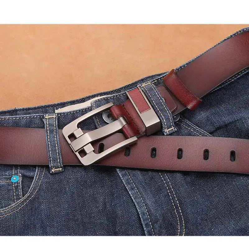 2023 Letter Pin Buckle Cow Genuine Leather Mens Belt for Men Male Vintage Jeans Cowskin Belts 100 110 120 130 140 150cm Belts