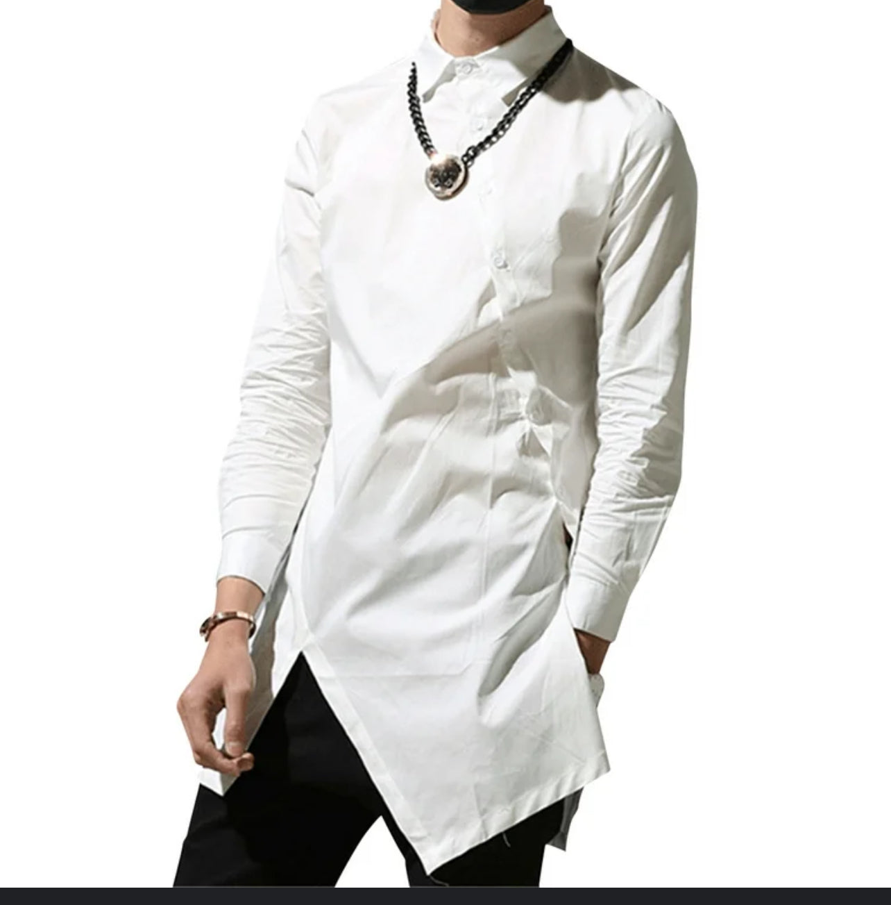 INCERUN 2023 Men Irregular Shirts Lapel Button Long Sleeve Chic Solid Color Camisa Fashion Dress Shirts Slim Long Tops Plus Size