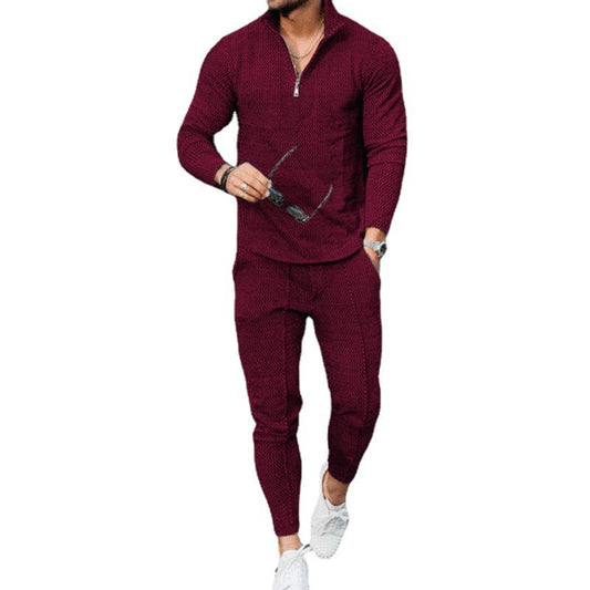 Fashion Fall Men's Long Sleeve Stand Collar Sweatpants