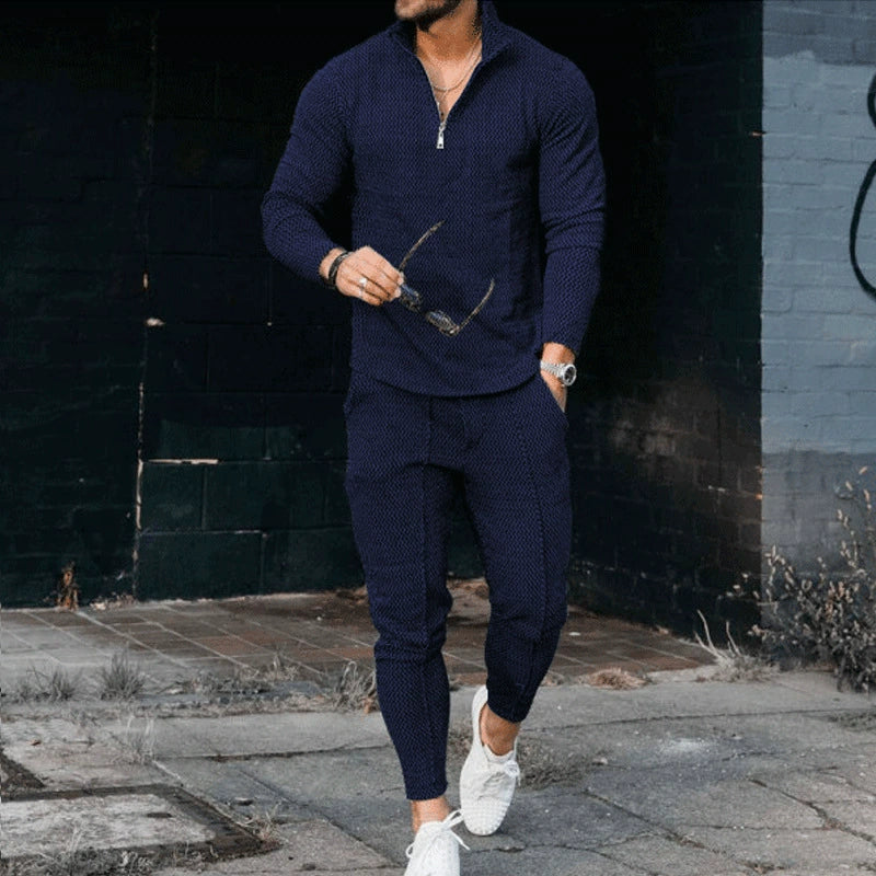 Fashion Fall Men's Long Sleeve Stand Collar Sweatpants