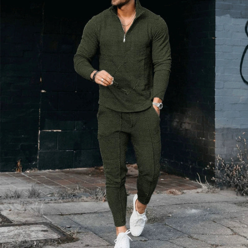 Fashion Fall Men's Long Sleeve Stand Collar Sweatpants