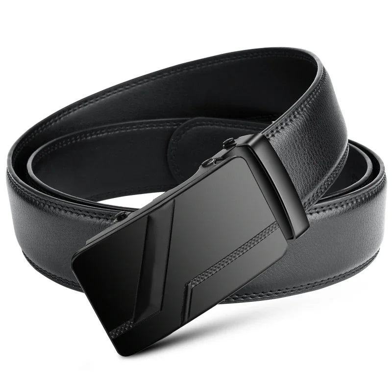 Belt Men LONG Plus Size 110 120 130 140 150 160 170 180cm Genuine Leather Belts for Jeans Strap Male Black Automatic Buckle Belt