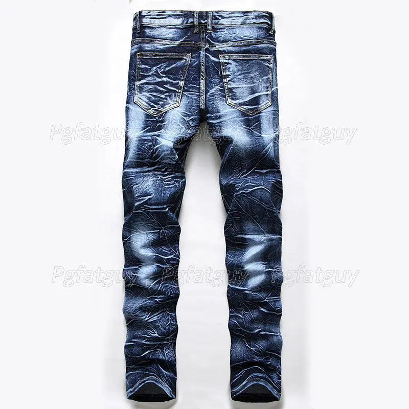 Casual Loose Men's 2pcs Jeans Sets Irregular Tie Dye Long Sleeve Denim Jacket and Hole Ripped Pants Size M-5XL Male Clothing