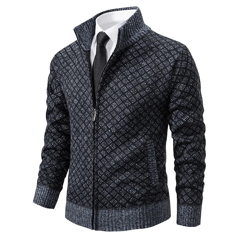 Men Casual Cardigan Sweatercoats Stand Collar Fleece Thicker Warm Sweaters New Male Autumn Winter Outwear Slim Sweaters Jackets