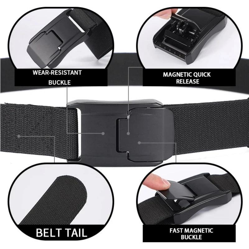 New Stretch Belt For Men and Women Hard Alloy Quick Release Buckle Strong Real Nylon Unisex Elastic Belt Overalls Work Belt