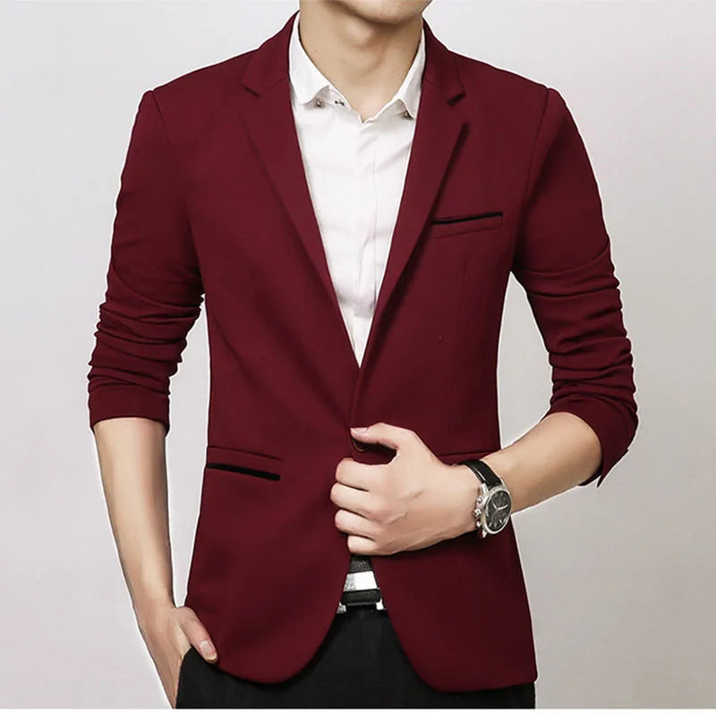 Classic Men's Blazers Autumn Spring Fashion Slim Suit Jacket Korean Men Blazer Masculino Clothing Vetement Homme M~5XL AF1415