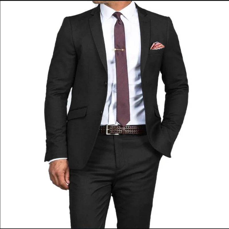 2024 New Men's Formal Fit Single breasted Elegant man suit Customized  Casual Business Office Jacket Set of Two Comfortable