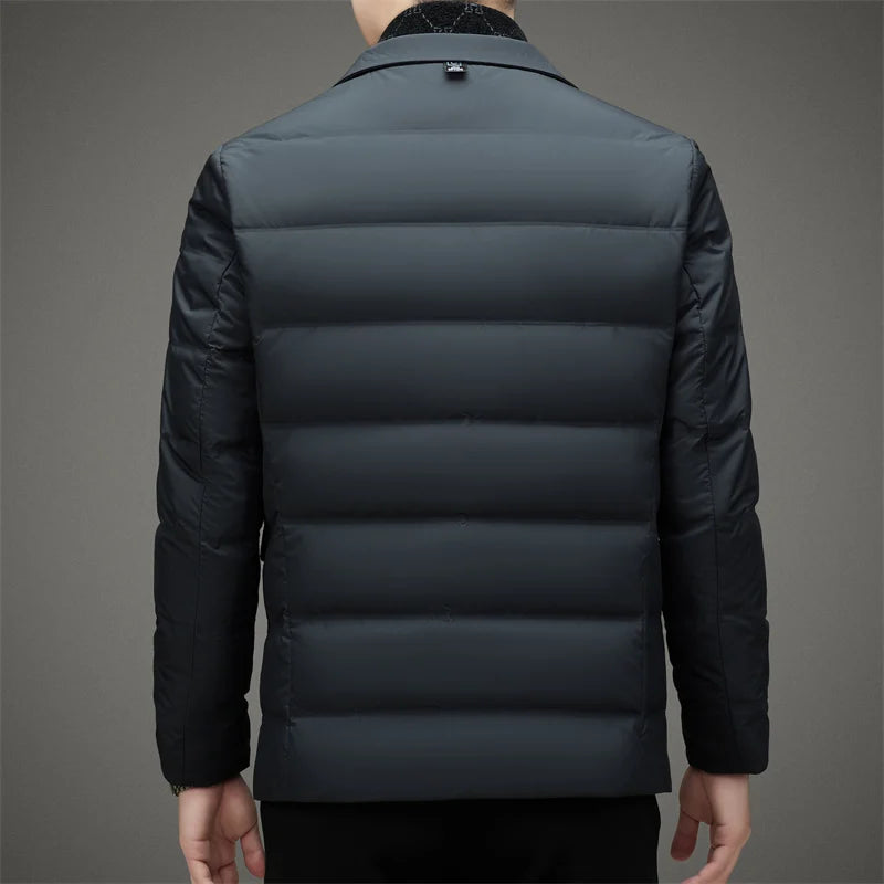 Down Suit Men 2024 New Middle-aged Men Winter Warm Duck Down Clothes Father Winter Suit Coat  Blazer Masculino Slim Fit