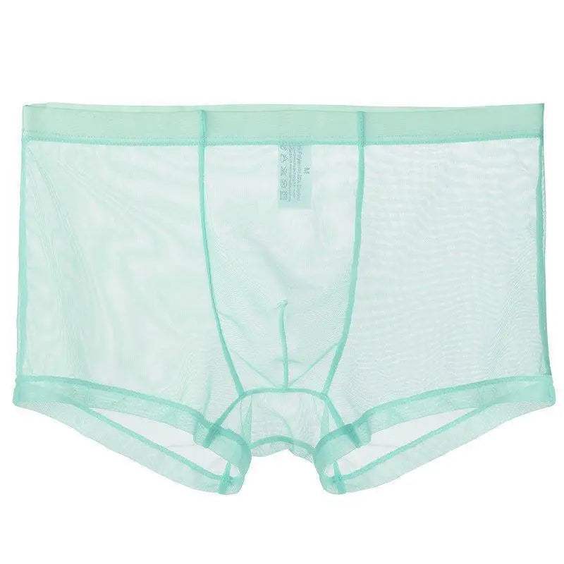 Men's Underwear Transparent Boxers Bulge Ice Silk See Through Underpants Sexy Briefs Low Waist Panties Lingerie Intimates