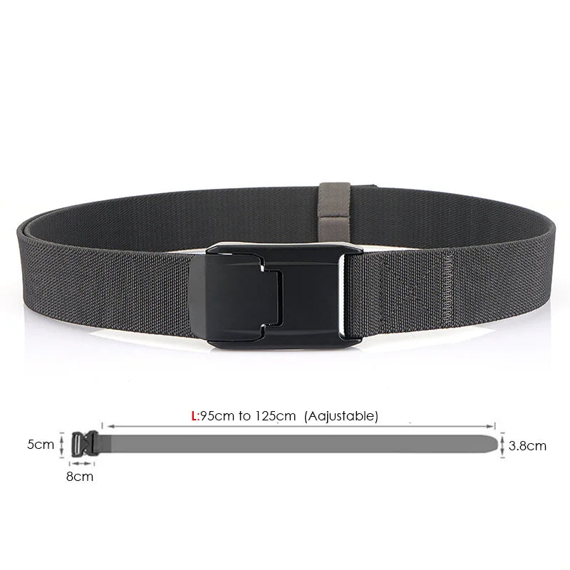 New Stretch Belt For Men and Women Hard Alloy Quick Release Buckle Strong Real Nylon Unisex Elastic Belt Overalls Work Belt