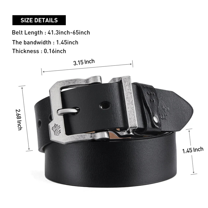 BISON DENIM Luxury Designer Belt for Men Retro Cow Spilt Genuine Leather Pin Buckle Waist Strap For Jeans High Quality Male Belt