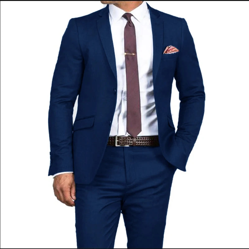 2024 New Men's Formal Fit Single breasted Elegant man suit Customized  Casual Business Office Jacket Set of Two Comfortable