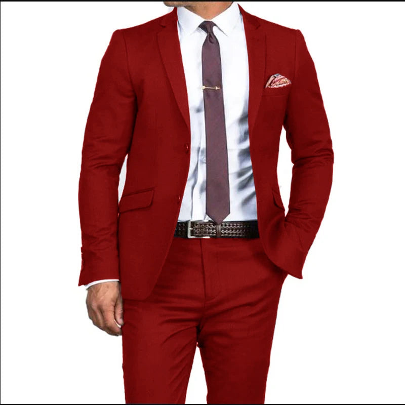 2024 New Men's Formal Fit Single breasted Elegant man suit Customized  Casual Business Office Jacket Set of Two Comfortable