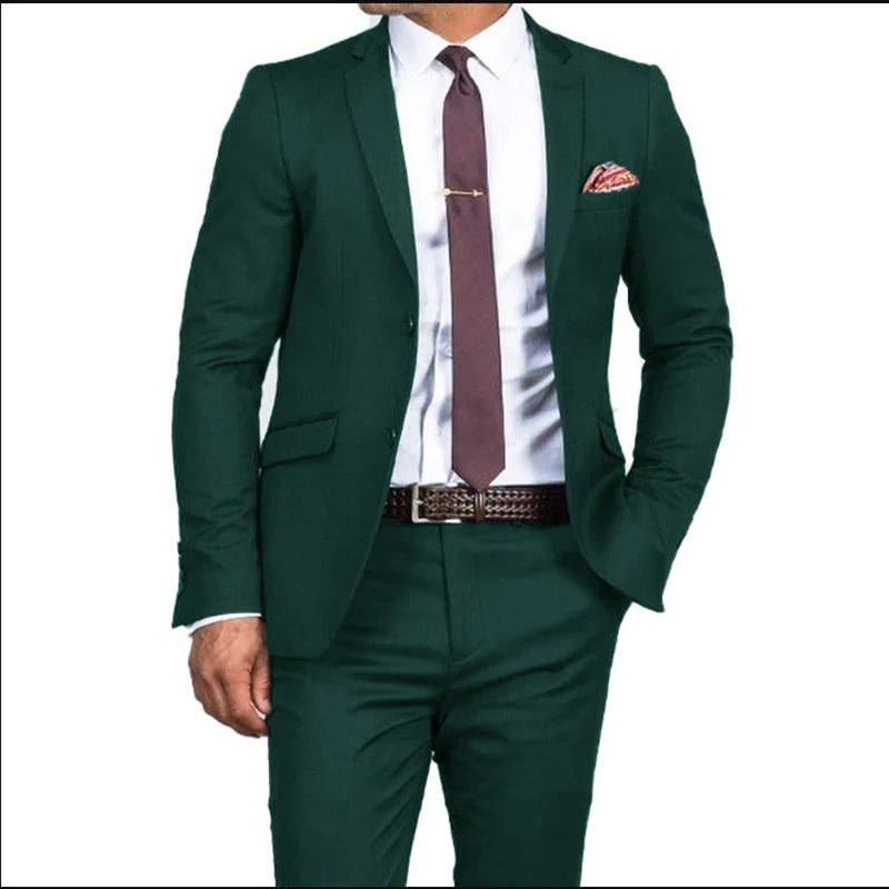 2024 New Men's Formal Fit Single breasted Elegant man suit Customized  Casual Business Office Jacket Set of Two Comfortable