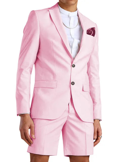 Casual Summer Beach Men Suits 2024 Short Pants 2 Piece Set Groom Tuxedo Beach Wedding Dress Costume Homme Mariage (Blazer+Pants)