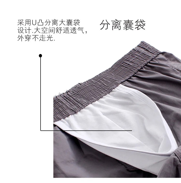 WJ Personalize Men's Arro Pants Pure Cotton Split Inner Pocket Anti glare Home Pants Flat Corner Pants Underpants