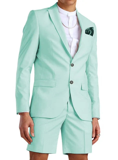 Casual Summer Beach Men Suits 2024 Short Pants 2 Piece Set Groom Tuxedo Beach Wedding Dress Costume Homme Mariage (Blazer+Pants)