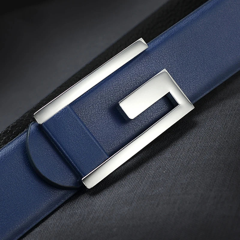 2024 Fashion Designer Belts Men High Quality Blue Luxury Brand Casual Wedding Cowskin Waistband Young Waist Strap Ceinture Homme