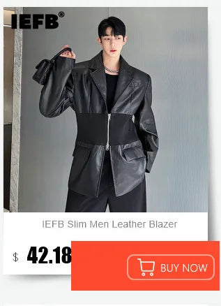 IEFB Men's Chic Short Blazer 2023 New Autumn Detachable Two-piece Suit Coat Irregular Hem Fashion Design Black Jacket 9Y9250