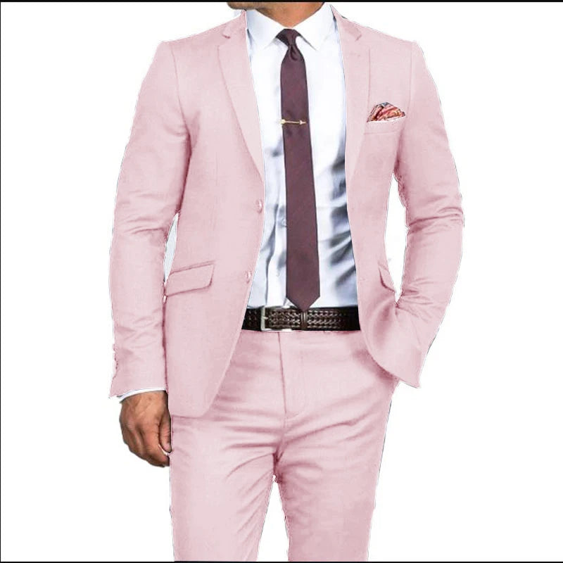 2024 New Men's Formal Fit Single breasted Elegant man suit Customized  Casual Business Office Jacket Set of Two Comfortable