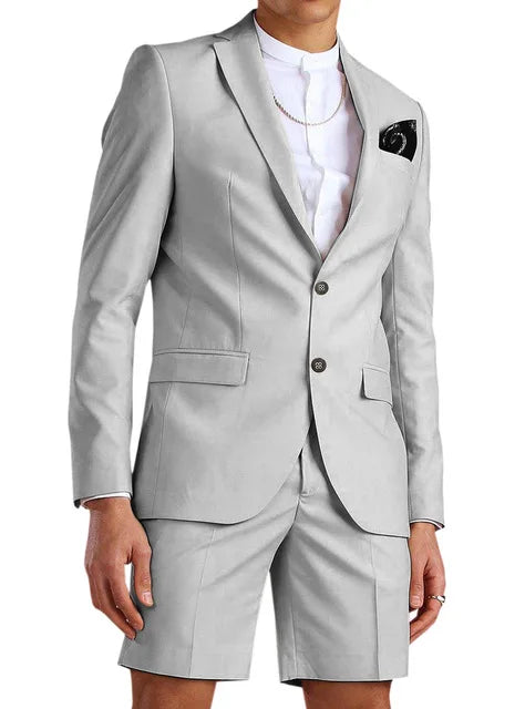 Casual Summer Beach Men Suits 2024 Short Pants 2 Piece Set Groom Tuxedo Beach Wedding Dress Costume Homme Mariage (Blazer+Pants)