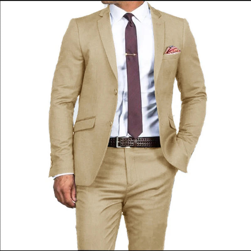 2024 New Men's Formal Fit Single breasted Elegant man suit Customized  Casual Business Office Jacket Set of Two Comfortable