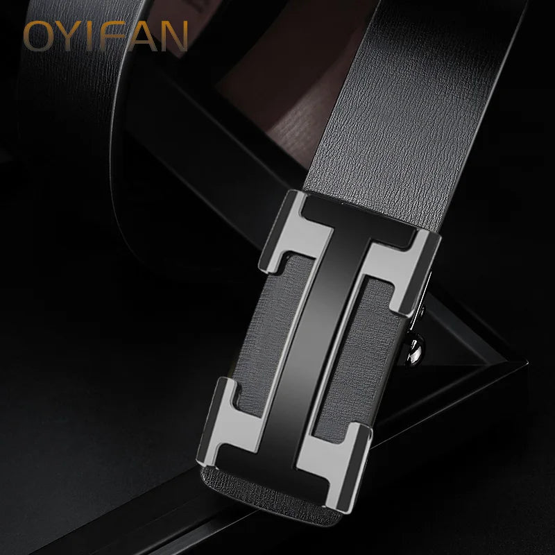 OYIFAN Top Quality Men's Genuine Leather Belt Men Leather Belts Size 105-160cm Automatic Belt Leather Belt for Men