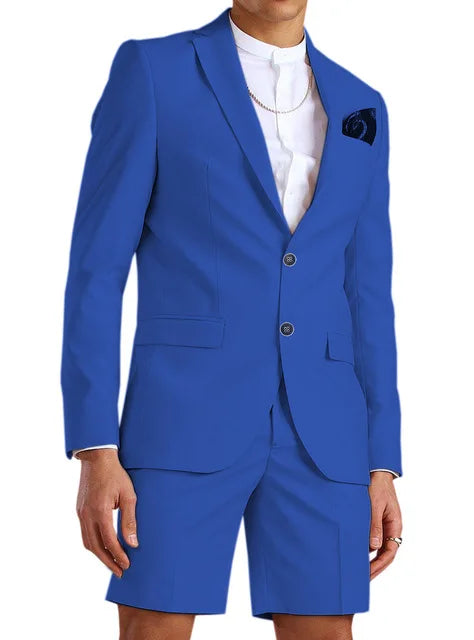 Casual Summer Beach Men Suits 2024 Short Pants 2 Piece Set Groom Tuxedo Beach Wedding Dress Costume Homme Mariage (Blazer+Pants)